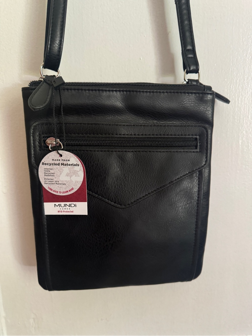 Mundi Black RFID Crossbody Bag with Front Zip Pocket